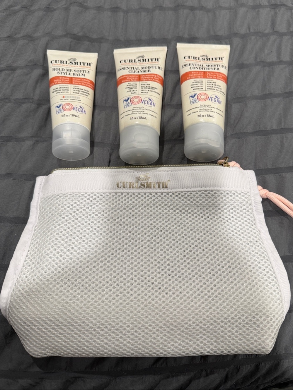 Curlsmith Curl Discovery Kit with White Mesh Cosmetic Bag NEW SEALED